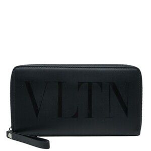 Valentino Round Zip Long Wallet, Black Leather, Women's VALENTINO